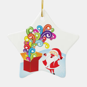 Belle Santa Claus Et Boîte Cadeau Ornement de Noël