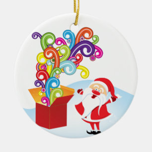 Belle Santa Claus Et Boîte Cadeau Ornement de Noël