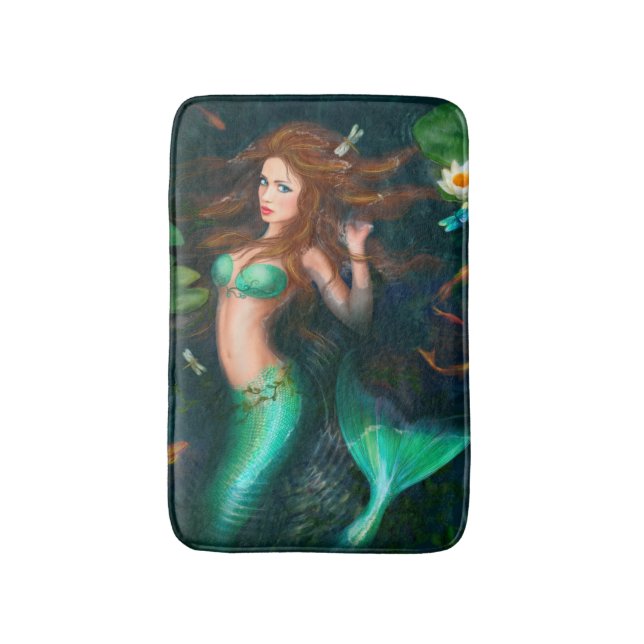 Belle sirène d'imaginaire avec le tapis de bain de (Devant (Vertical))