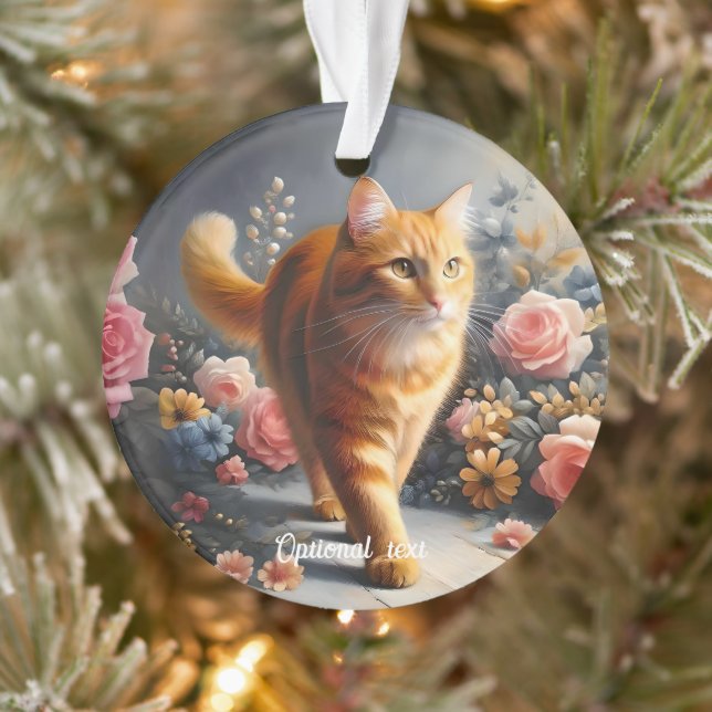 Belle Tabby Chat Orange et Fleurs (Arbre)