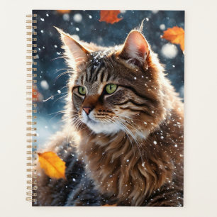 Belle Tabby Gris Feuilles de Chat