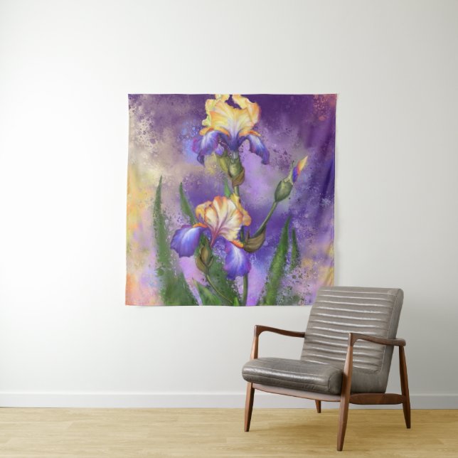 Belle Tapisserie Fleurs Iris (En situation)