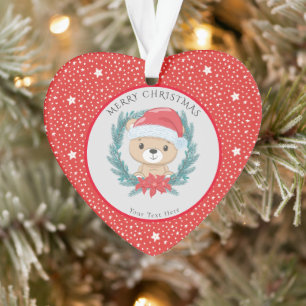 Belle Teddy Rouge et Blanc Etoiles Joyeux Noël
