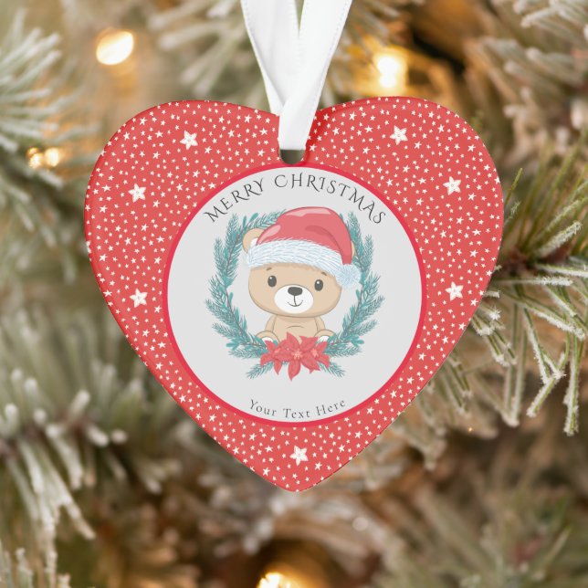 Belle Teddy Rouge et Blanc Etoiles Joyeux Noël (Arbre)