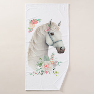 Belle tête de cheval blanc Boho Floral