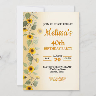 Belle Tournesol Invitation fête d'anniversaire