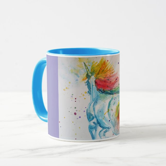 Belle Unicorne aquarelle art filles dames Mug (Devant gauche)