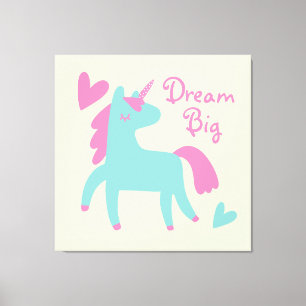 Belle Unicorne verte Filles Salle Toile Imprimer