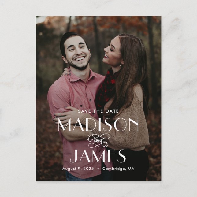 Belle Union Moderne Enregistrer La Date Carte Post (Devant)