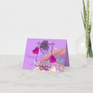 Belle Victorian Lady Purple Valentine Carte pour n