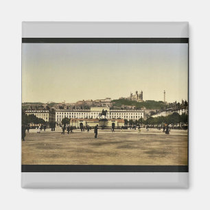 Bellecour Place, Lyons, Frankreich, Vintages Fotoc Magnet