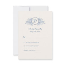 Bellefontaine – Französische Blaue Hochzeits-RSVP-