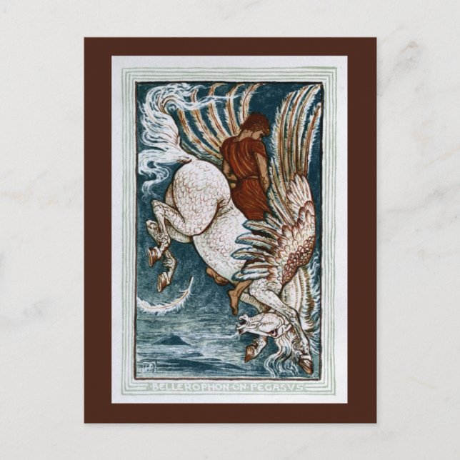 Bellerophon auf Pegasus Postkarte (Vorderseite)