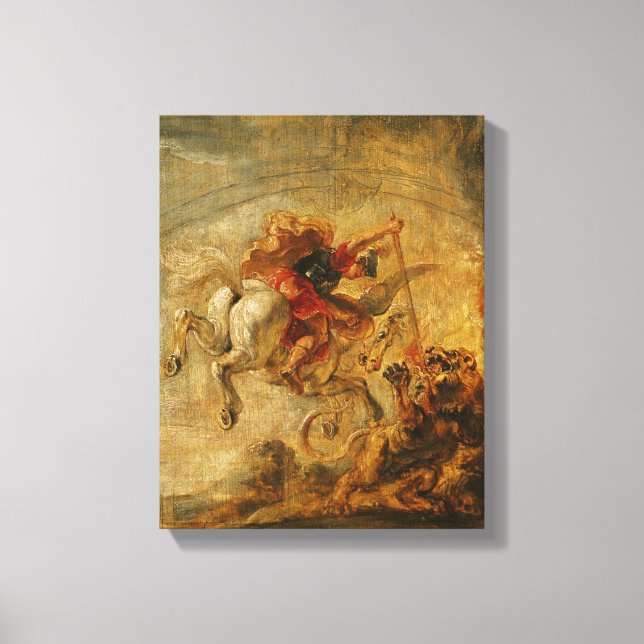 Bellerophon Riding Pegasus Kampf gegen die Chimera Leinwanddruck (Vorderseite)