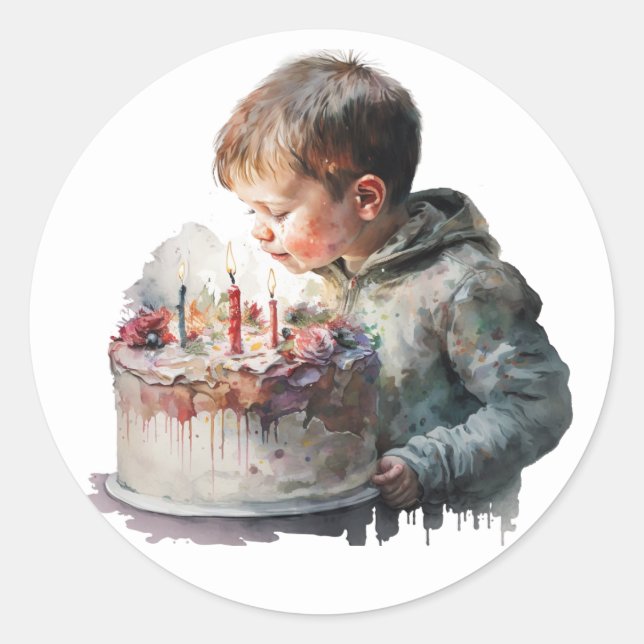 Belles autocollants d'anniversaire à l'aquarelle (Devant)