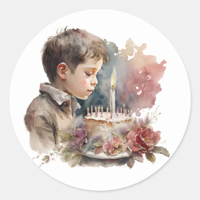 Belles autocollants d'anniversaire à l'aquarelle (Devant)