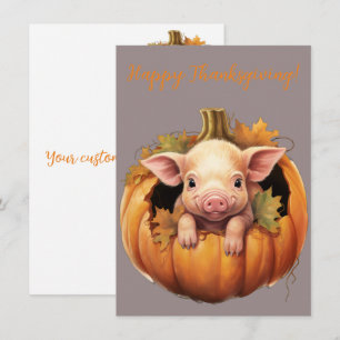 Belles cartes d'aquarelle de porc Bon thanksgiving