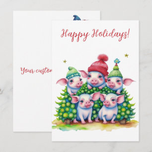 Belles cartes d'aquarelle pour cochons de vacances