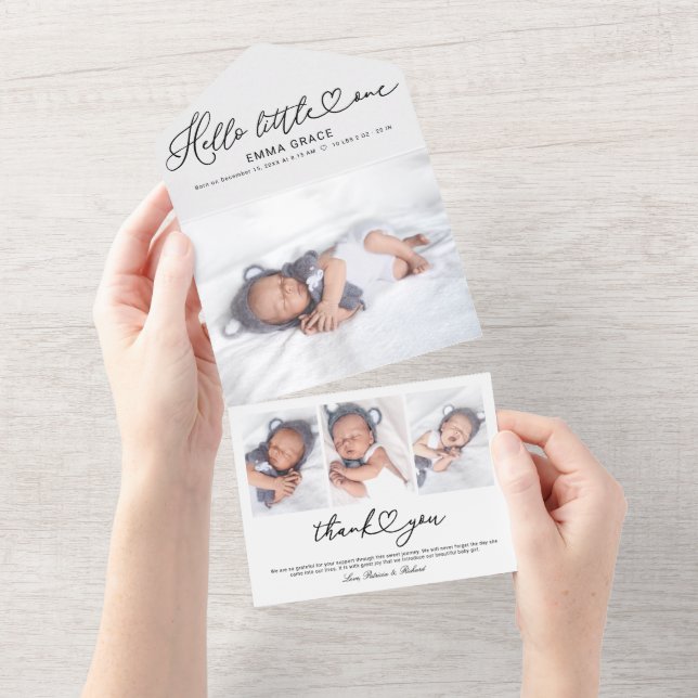 Belles Cartes Faire-part de naissance Photo Script (Déchirure)