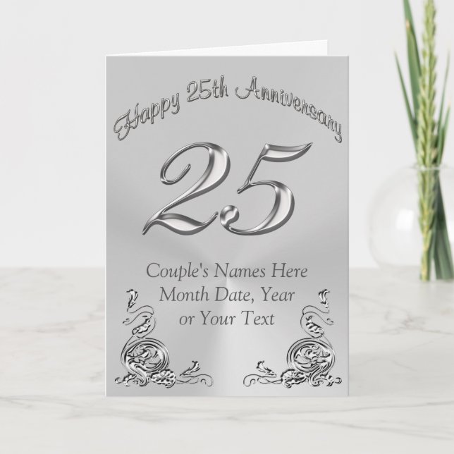 Belles cartes PERSONNALISÉES du 25e anniversaire (Devant)