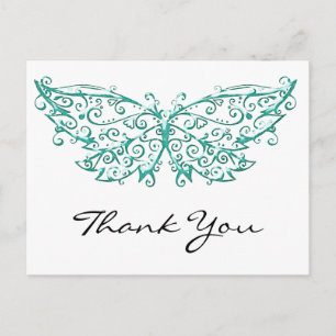 Belles Cartes postales en Merci de papillon Turquo