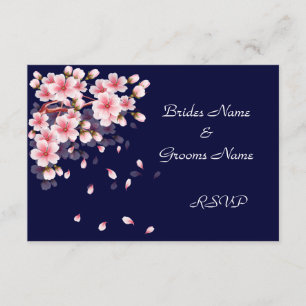 Belles cartes RSVP de Nuit Sakura