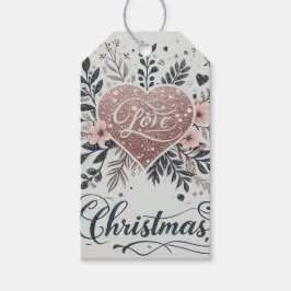 Belles étiquettes cadeaux de Noël, étincelant rose
