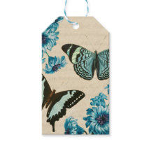 Belles étiquettes de cadeau papillon turquoise