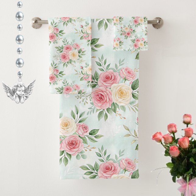 Belles fleurs de couleur pastel sur fond bleu clai (Créateur téléchargé)