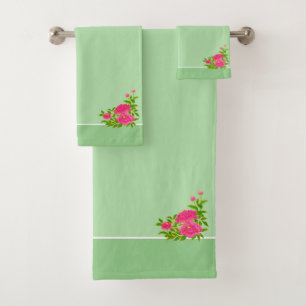 Belles fleurs de pivoines roses & vert olive
