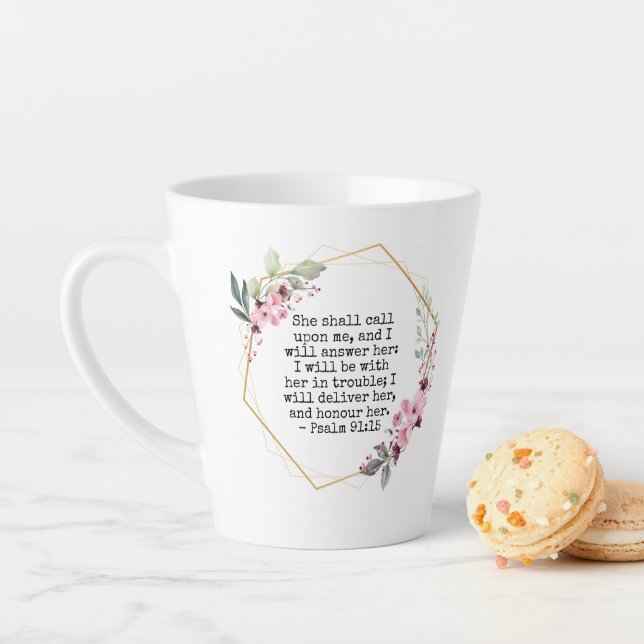 Belles Fleurs Psaume 91 Latte Mug (En situation)