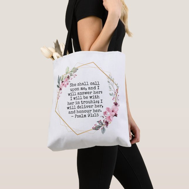 Belles fleurs Psaume 91 Sac fourre-tout (De près)