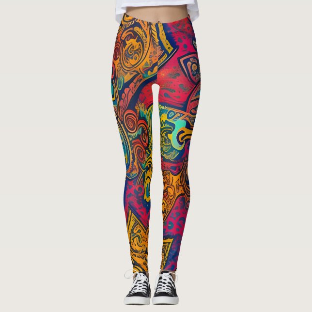 Belles Leggings abstraits traditionnels (Devant)