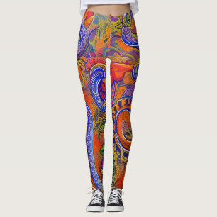 Belles Leggings d'Art Abstrait Traditionnel