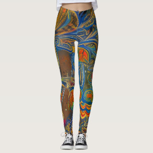 Belles Leggings d'Art Abstrait Traditionnel