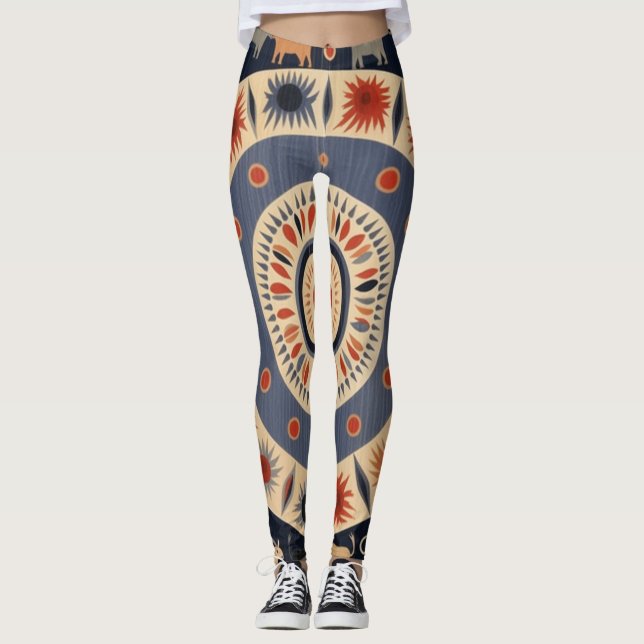 Belles Leggings d'Art Abstrait Traditionnel (Devant)
