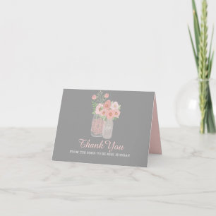 Belles Peonies Mason Jar Carte de remerciements