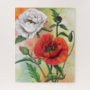 Belles Poppies Rouge Blanc Jigsaw Puzzle Peinture