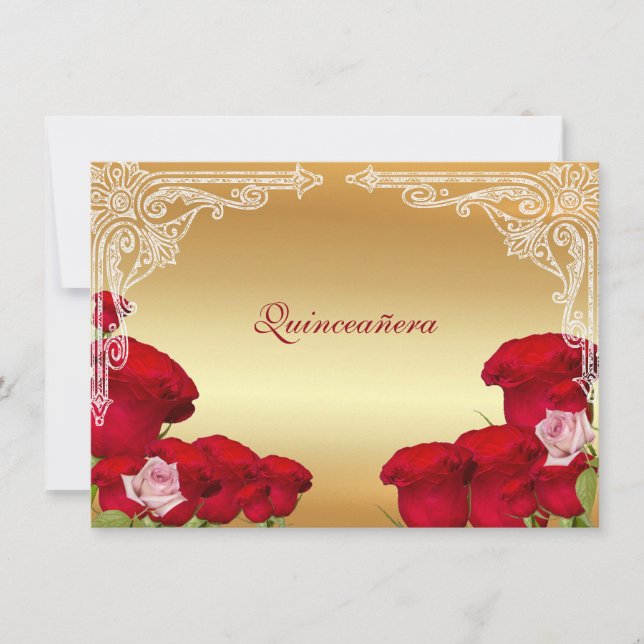 Belles Roses Rouges, Quinceanera, Invitation (Devant)