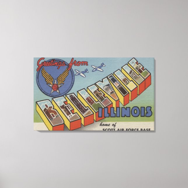 Belleville, Illinois - Große Briefmarkenszenen Leinwanddruck (Vorderseite)