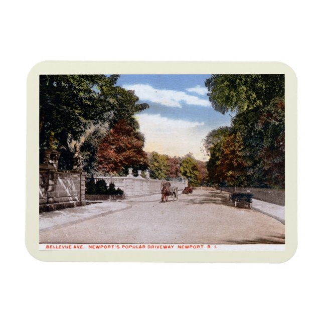 Bellevue Ave., Newport RI Vintag Magnet (Horizontal)