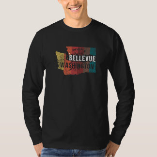 Bellevue Washington Retro Staat Karte Männer Fraue T-Shirt