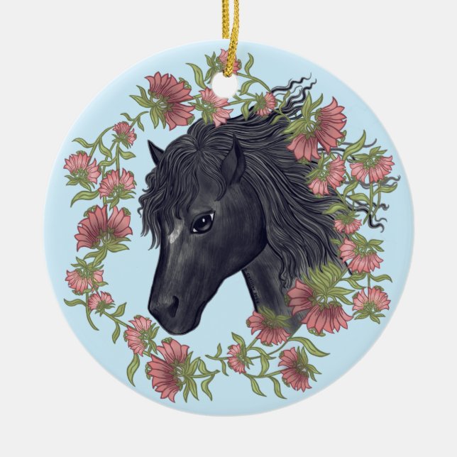 Bellflower Black Horse Ornament (Vorne)