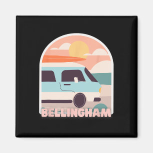 Bellingham Beach Retro Pastellfarben Sonne Und Sur Magnet