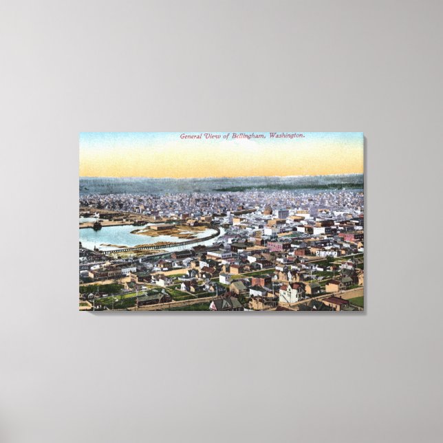 Bellingham, Washington - Luft aus der Stadt Leinwanddruck (Vorderseite)