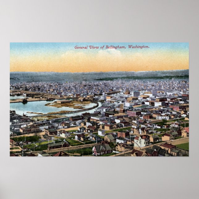 Bellingham, Washington - Luft aus der Stadt Poster (Vorne)