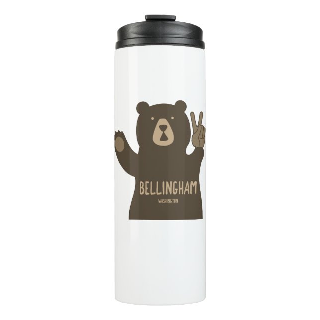 Bellingham Washington Peace Bear Thermosbecher (Vorderseite)