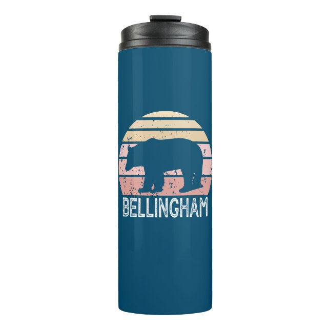 Bellingham Washington Retro Bear Thermosbecher (Vorderseite)
