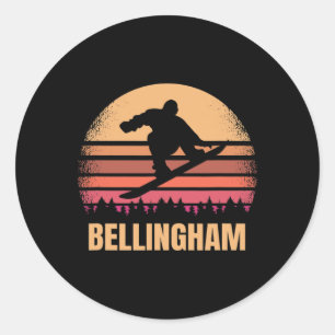 Bellingham Washington Snowboarding Snow Boarder Re Runder Aufkleber