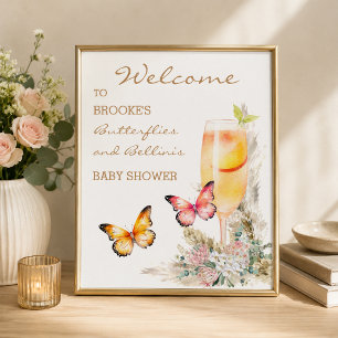 Bellini Butterfly Baby Dusche Willkommen Poster